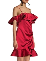 Axelle Ruffled Satin Minidress