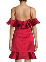 Axelle Ruffled Satin Minidress