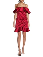 Axelle Ruffled Satin Minidress