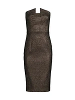Lena Houndstooth Strapless Midi-Dress