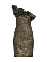Taja Metallic Lace One-Shoulder Minidress