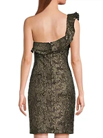 Taja Metallic Lace One-Shoulder Minidress