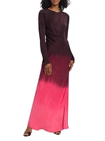 Fluid Drape Dip-Dye Maxi Dress