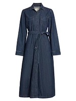 Denim Long-Sleeve Midi-Shirtdress