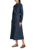 Denim Long-Sleeve Midi-Shirtdress