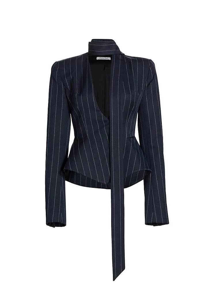 Scarf Pinstripe Tailored Blazer