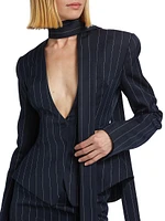 Scarf Pinstripe Tailored Blazer