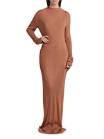 Metallic Stretch Mock Turtleneck Gown