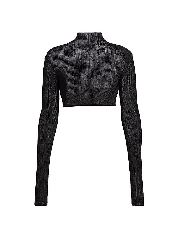 Rib-Knit Mock Turtleneck Crop Top