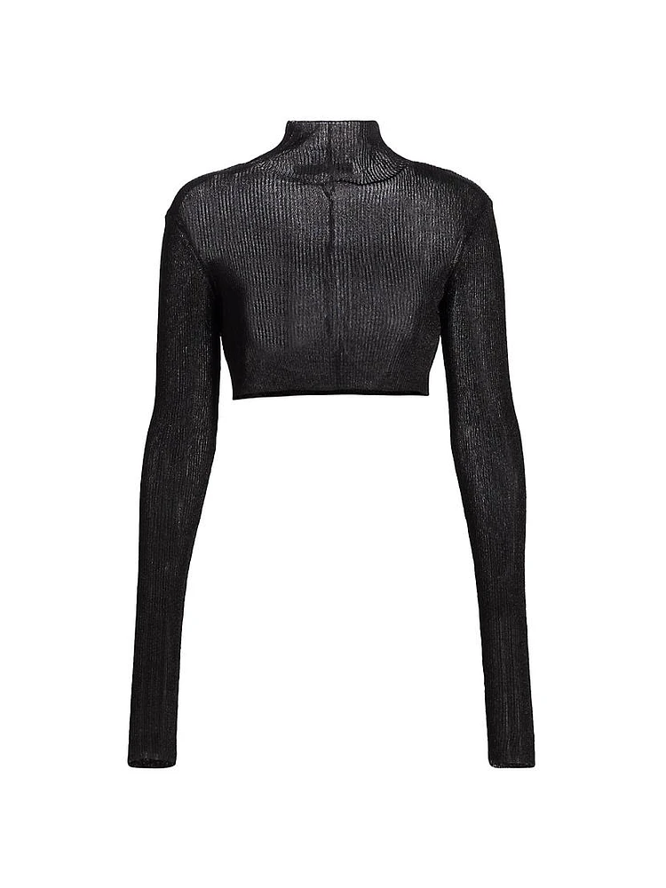 Rib-Knit Mock Turtleneck Crop Top