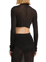 Rib-Knit Mock Turtleneck Crop Top