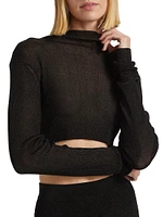 Rib-Knit Mock Turtleneck Crop Top