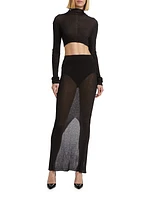 Rib-Knit Mock Turtleneck Crop Top