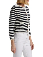 Gaspard Striped Knit Crewneck Cardigan