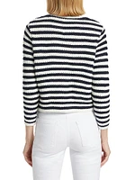 Gaspard Striped Knit Crewneck Cardigan