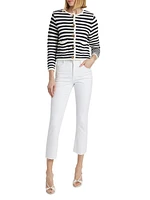 Gaspard Striped Knit Crewneck Cardigan