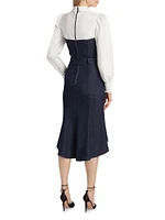 Denim Poplin Bustier Midi-Dress