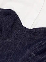 Denim Poplin Bustier Midi-Dress