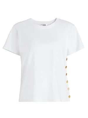 Side-Buttoned Crewneck T-Shirt