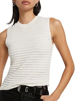 Smocked Silk-Cotton Crewneck Tank