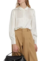 Silk Button-Front Blouse