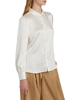 Silk Button-Front Blouse