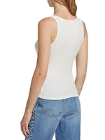 Ribbed Button-Up Tank Top