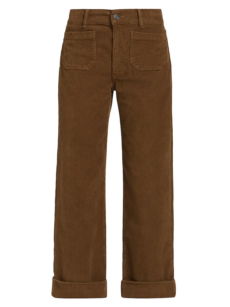 Cropped Corduroy Wide-Leg Pants