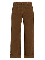 Cropped Corduroy Wide-Leg Pants