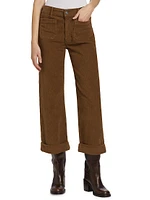 Cropped Corduroy Wide-Leg Pants