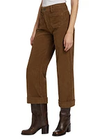 Cropped Corduroy Wide-Leg Pants