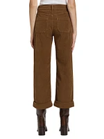 Cropped Corduroy Wide-Leg Pants