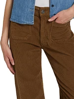 Cropped Corduroy Wide-Leg Pants