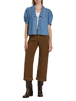 Cropped Corduroy Wide-Leg Pants