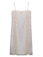 Embroidered Lace-Trimmed Linen Dress