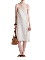 Embroidered Lace-Trimmed Linen Dress