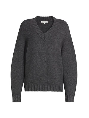 Chunky Wool-Cashmere V-Neck Sweater