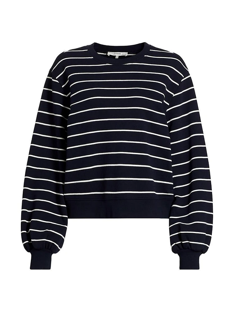 Stripe Blouson-Sleeve Sweater