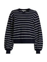 Stripe Blouson-Sleeve Sweater