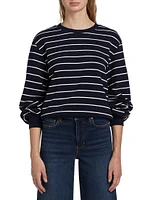 Stripe Blouson-Sleeve Sweater