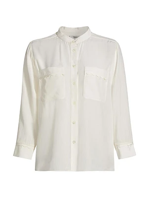 Scallop Trim Silk Shirt