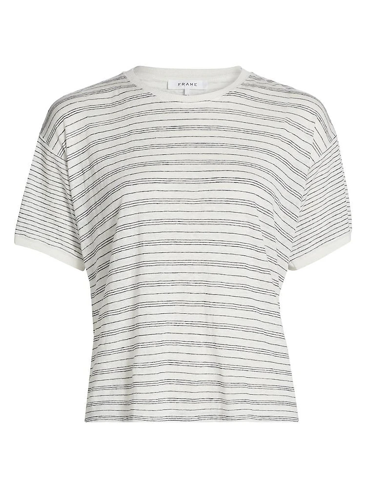 Striped Linen Crewneck T-Shirt