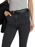 Le High Flare Pinstriped Jeans