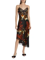 Juliette Lace-Trimmed Floral Midi-Dress