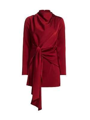 Ellara Knit Jersey Tie-Waist Minidress