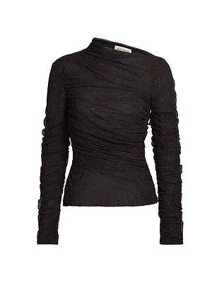 Joey Ruched Mesh Long-Sleeve Top