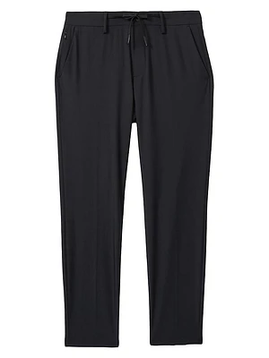 Split Elasticized Straight-Leg Pants