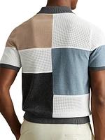 Arty Paneled Knit Short-Sleeve Polo Sweater