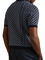 Sanderson Geometric Knit Short-Sleeve Polo Sweater