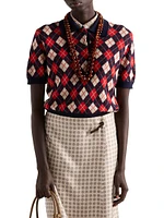 Argyle Knit Cotton Polo Shirt